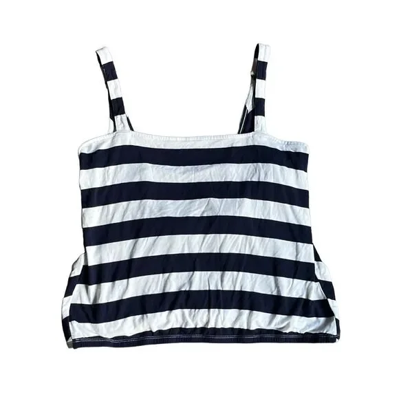 Womens New York & Co Surplice Cross-over Tank Top Blouse  - Sz Med - Navy & Whit - Picture 6 of 10
